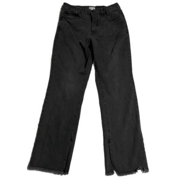 Good American Denim - Good American‎ Black Split Raw Hem Jeans Women's Size 15 Stretch Button Fly